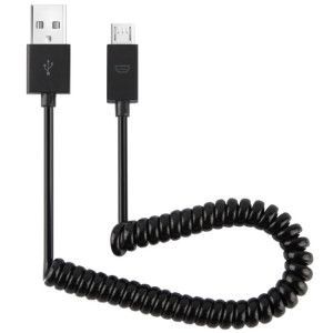 Câble spiralé pour chargeur de synchronisation de données micro USB, longueur : 27,5 cm (peut être étendu jusqu'à 100 cm) (noir) SH0067180-20